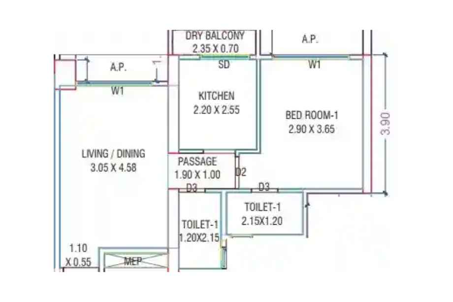 458 Sqft
